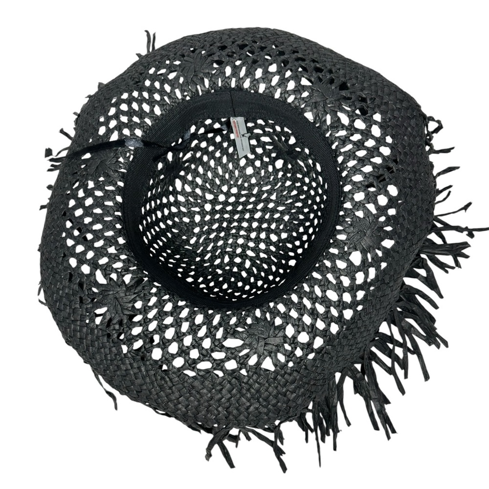 NEW Free People Black Woven Raffia Straw Beach Hat - Picture 4 of 9